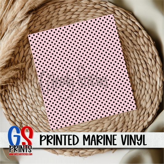 Pink Black Polka Printed Marine Vinyl