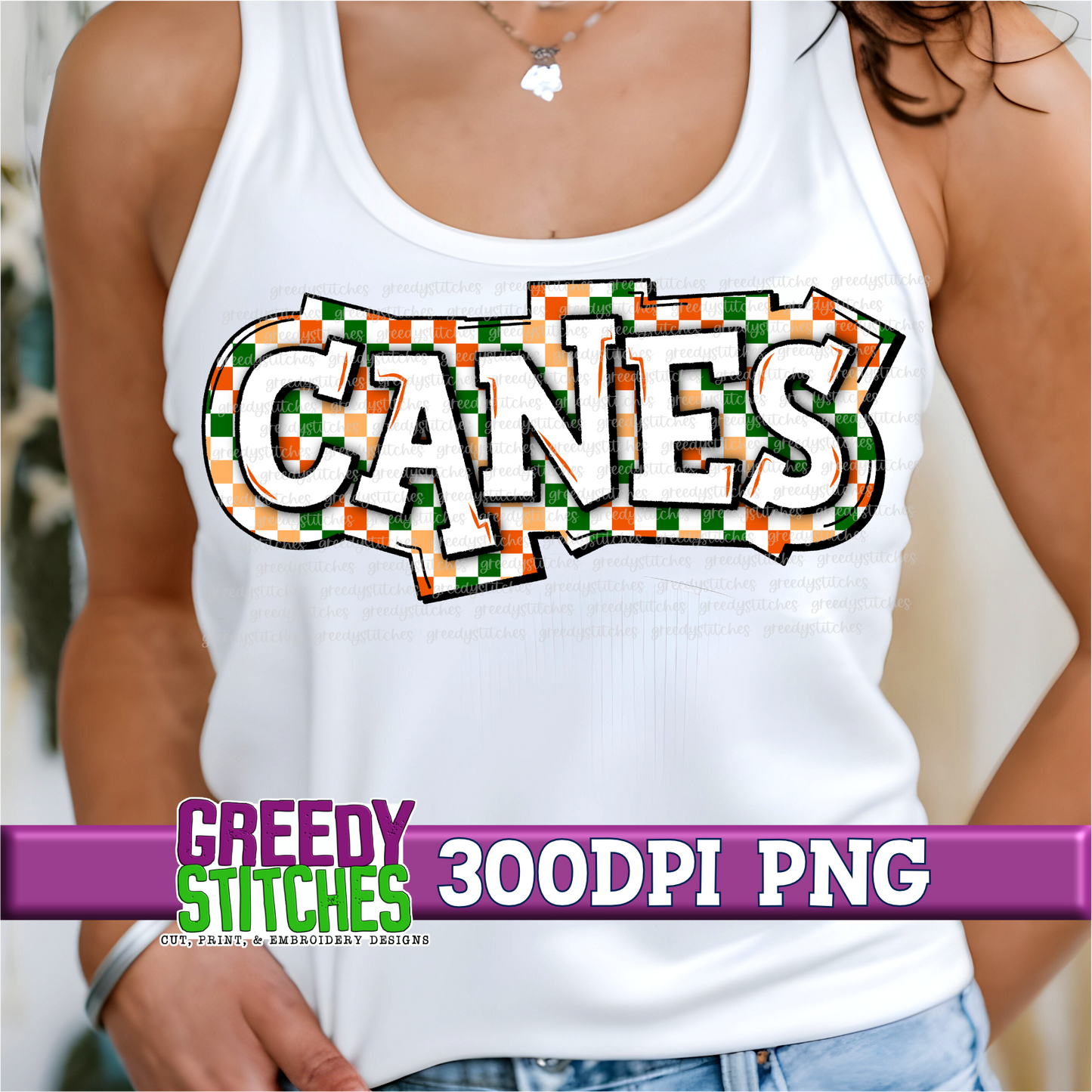Checker Canes Plate PNG - Orange Green