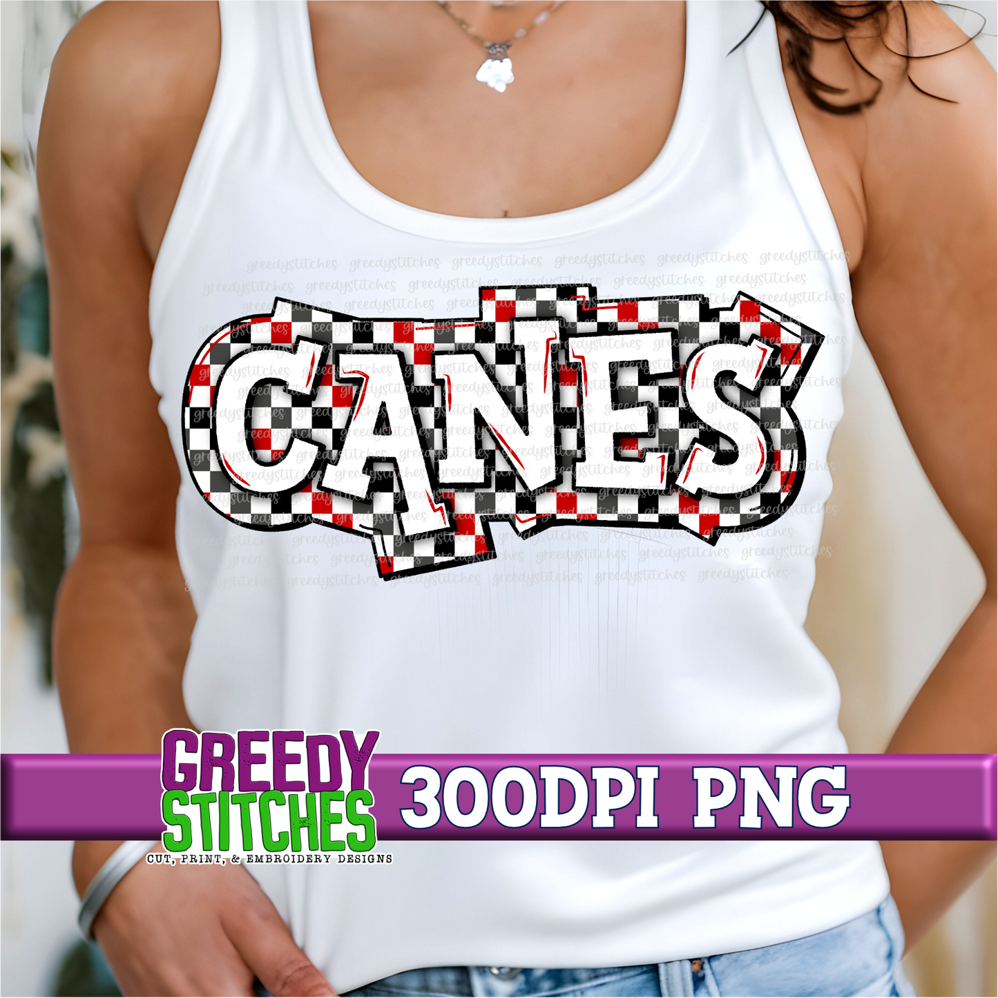 Checker Canes Plate PNG - Red Black