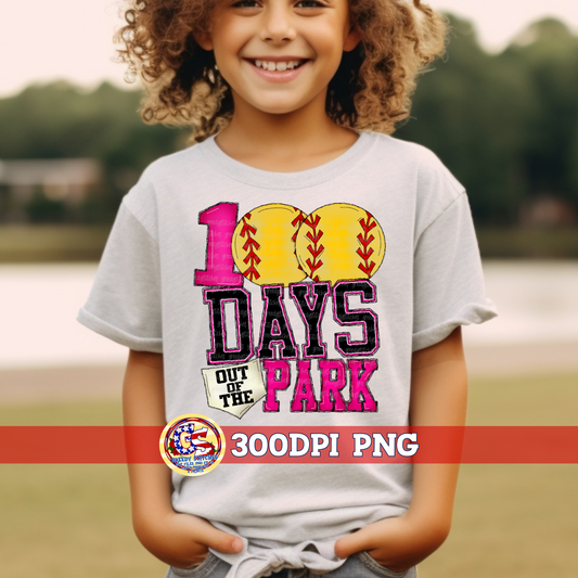 100 Days Out of the Park Softball PNG
