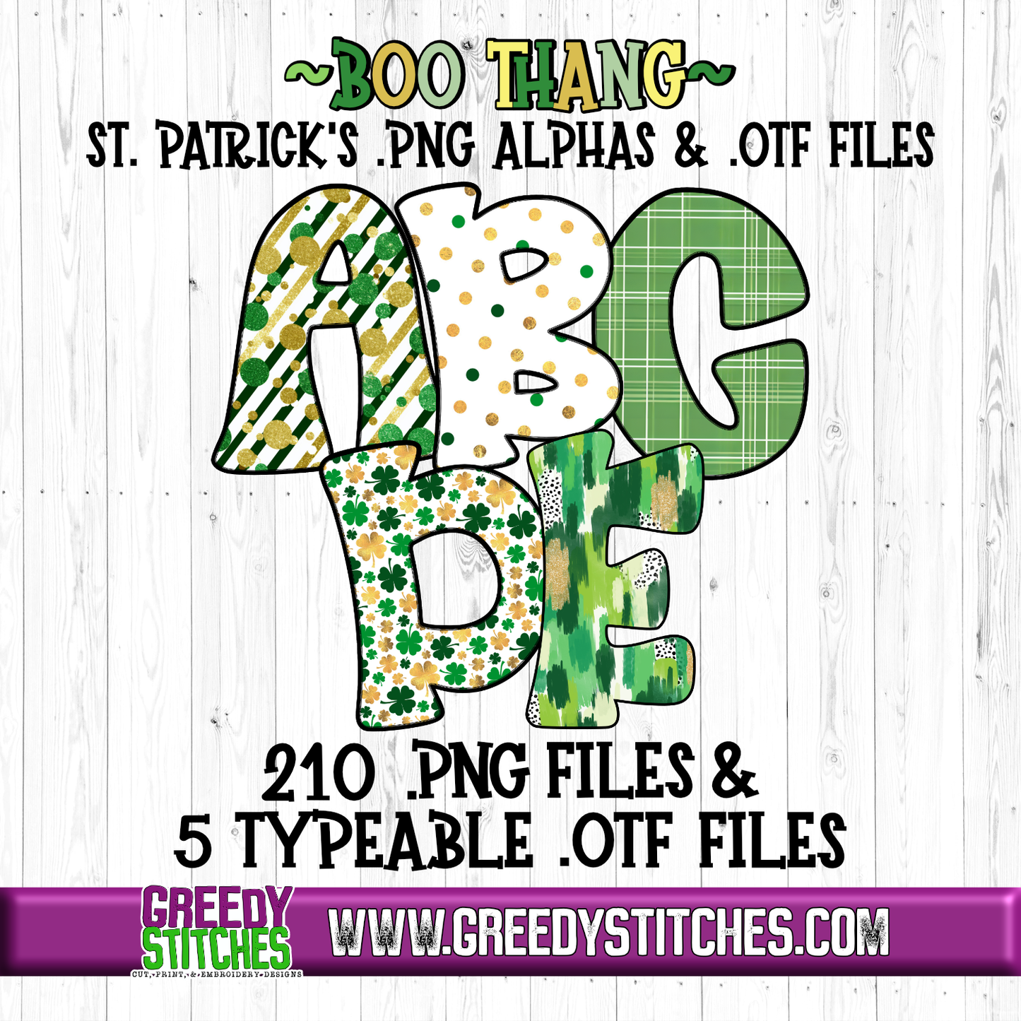 Boo Thang St. Patrick's Day Alpha PNG & OTF Files