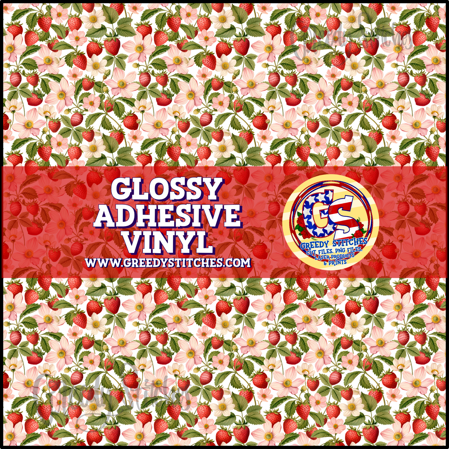 Strawberry Vines Glossy Adhesive Vinyl