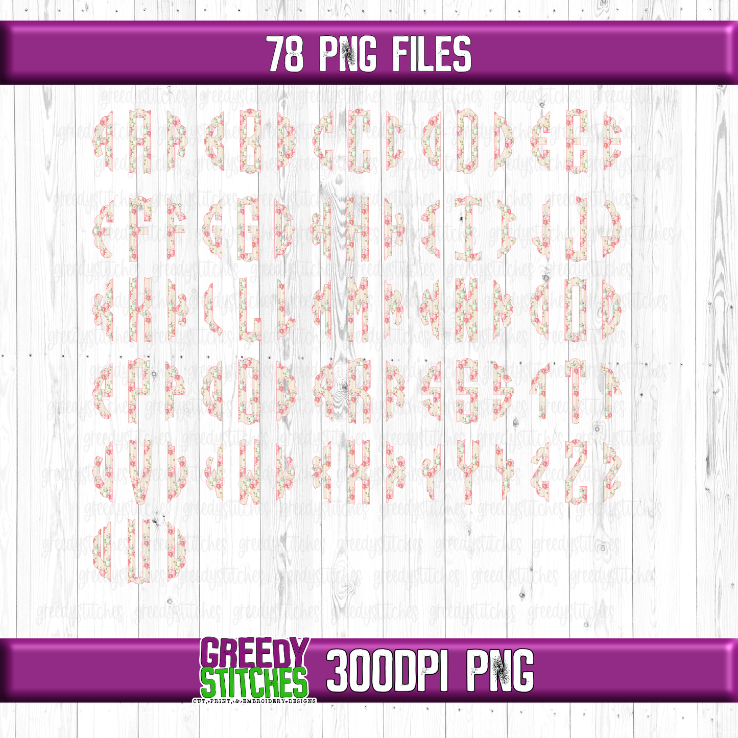 Pink Tan Easter Eggs and Stripes Scalloped Monogram Set PNG