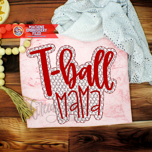 T-ball Mama Double Applique Machine Embroidery Design