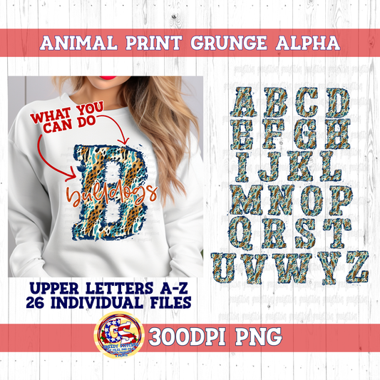 Teal Animal Print Grunge Alpha PNG