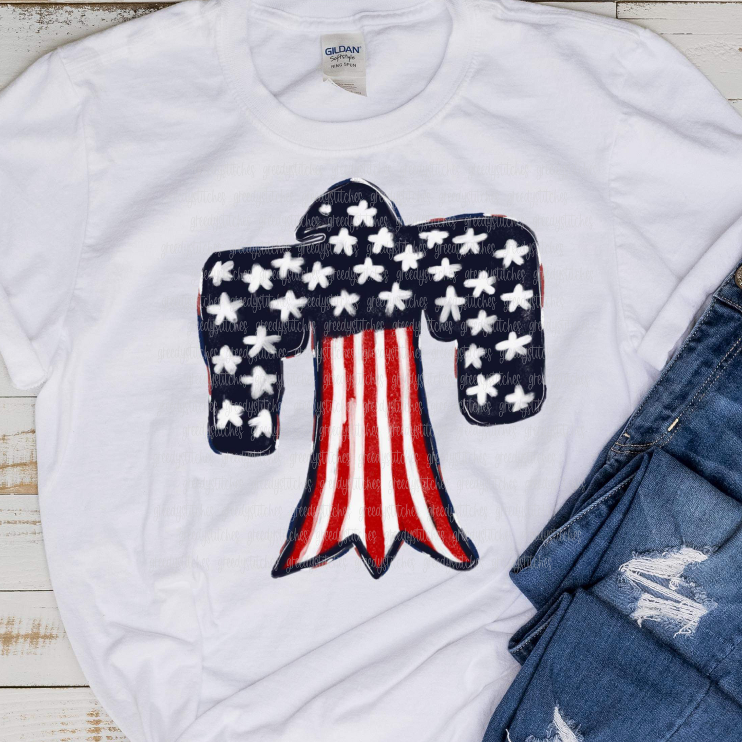 Patriotic Thunderbird ADULT Screen Print Transfer-July 4th