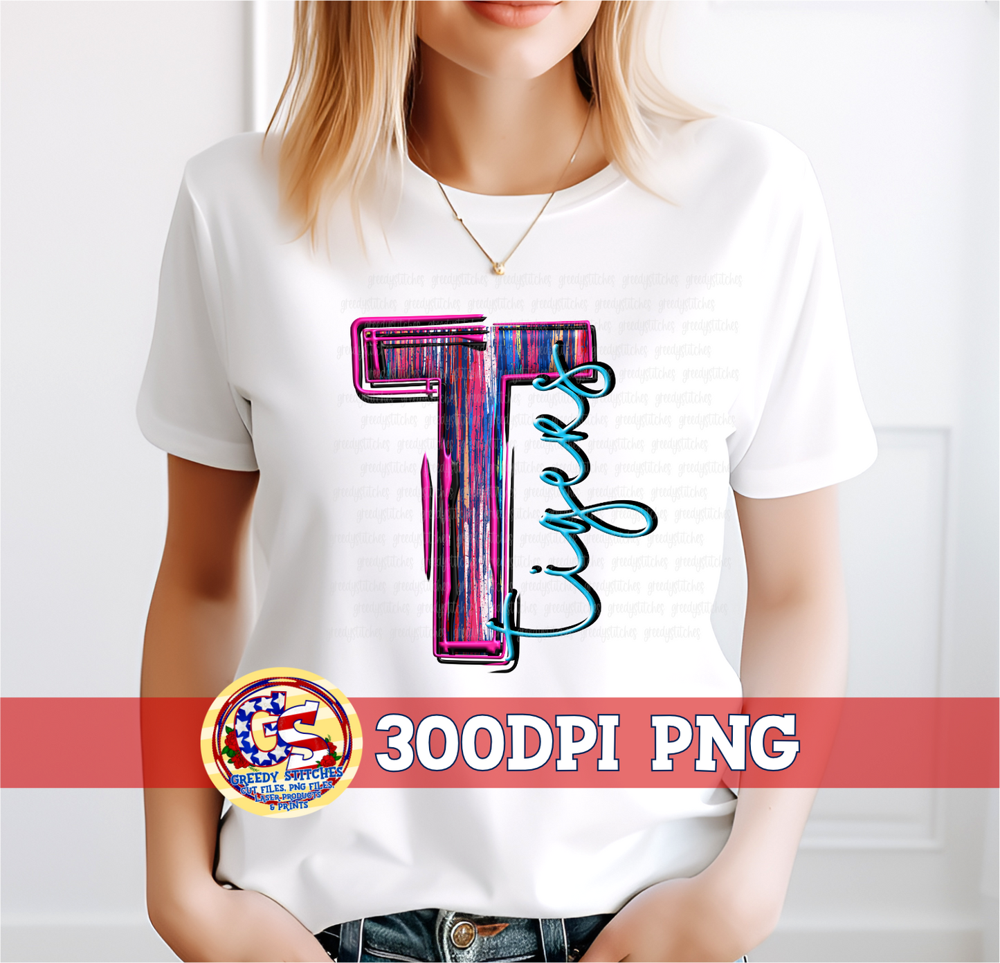 Tigers T 3D Inflated Brush PNG