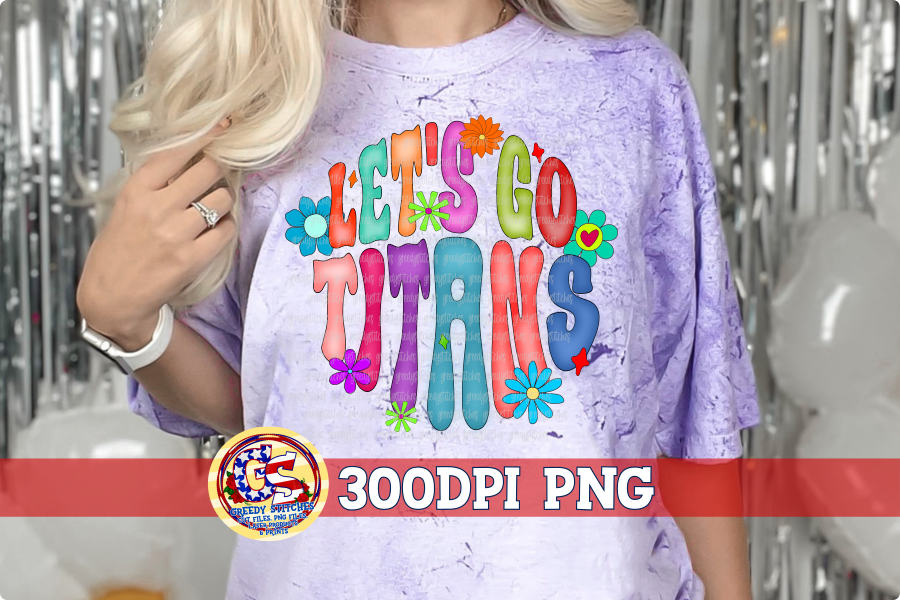 Let's Go Titans Retro Flowers PNG for Sublimation