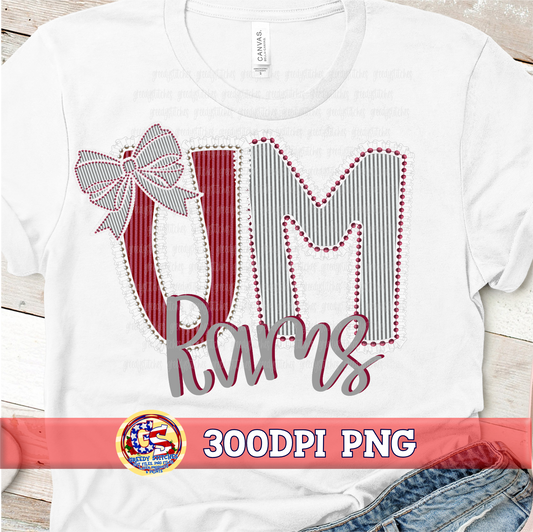 Ruffles and Pearls UM Rams PNG