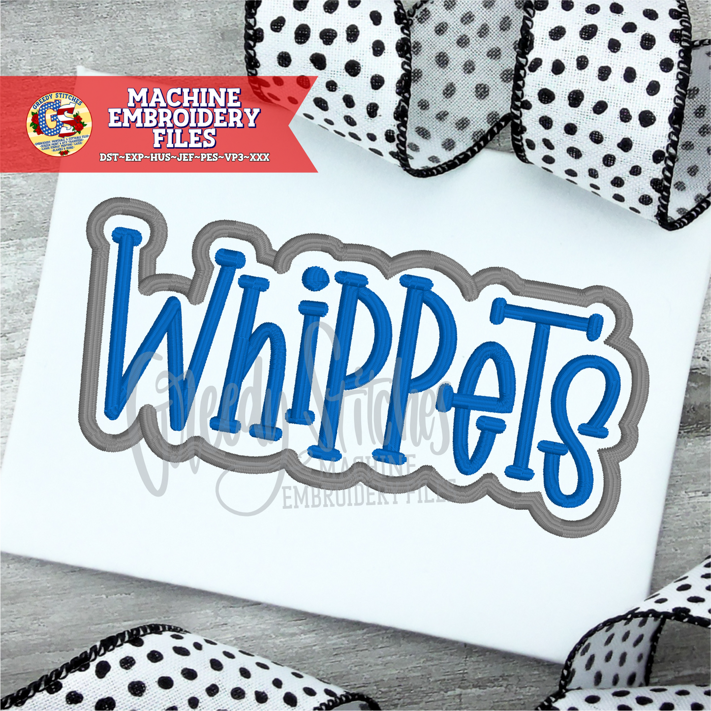 Whippets Satin Stitch Machine Embroidery Design