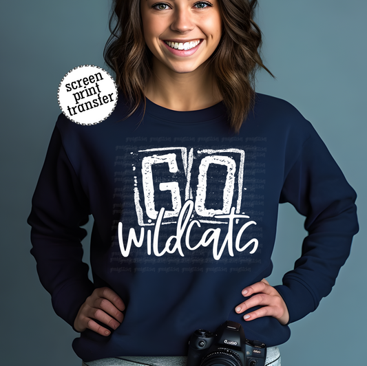 Go Wildcats Screen Print Transfer--white ink
