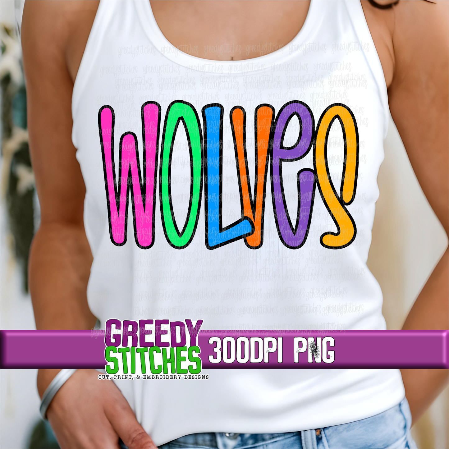 Neon Wolves PNG
