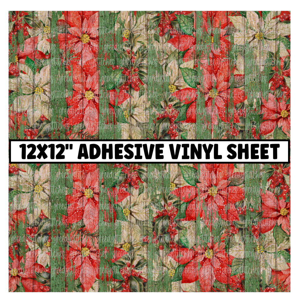 Poinsettia and Wood Matte Adhesive Vinyl