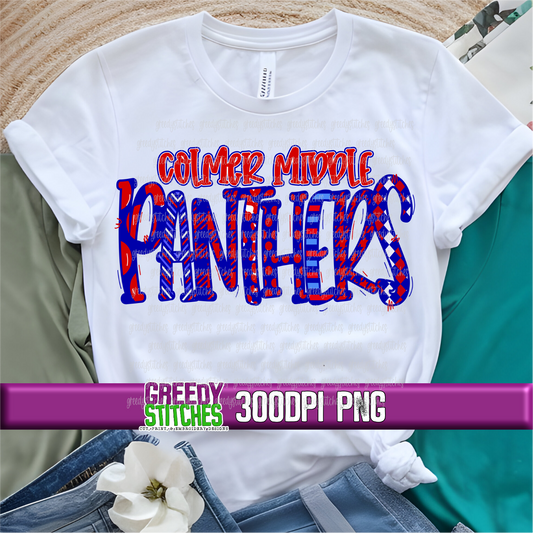 Colmer Middle Panthers Word Art PNG