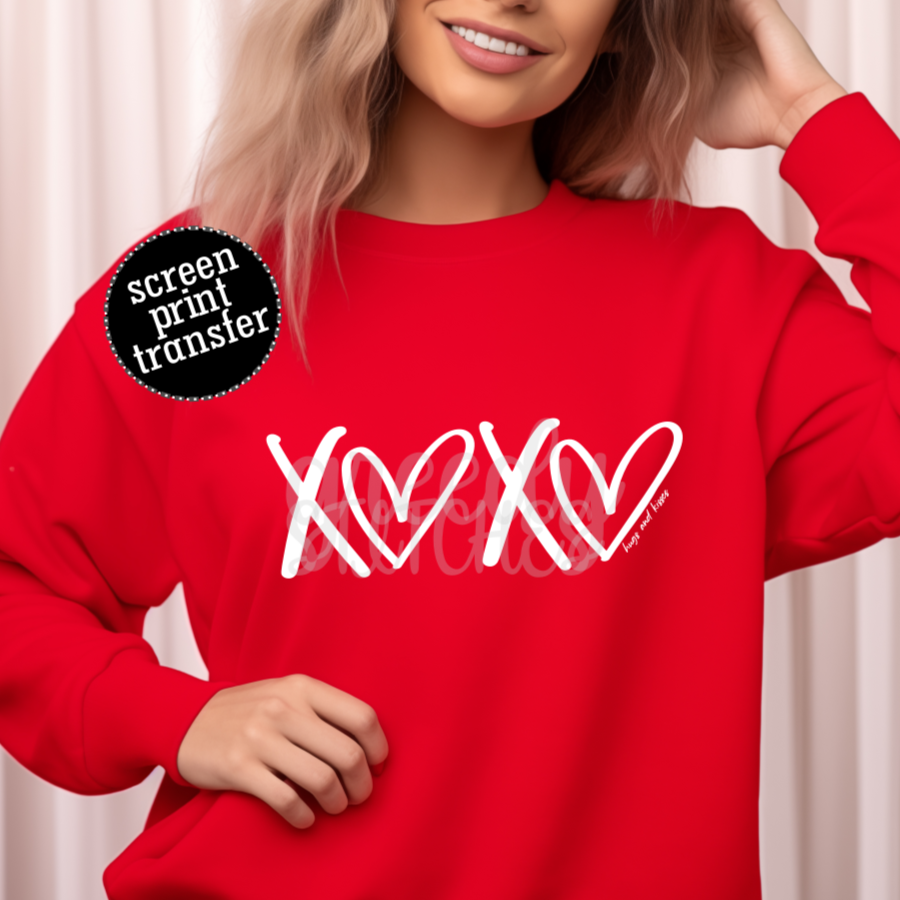 XOXO Hugs and Kisses ADULT Screen Print Transfer