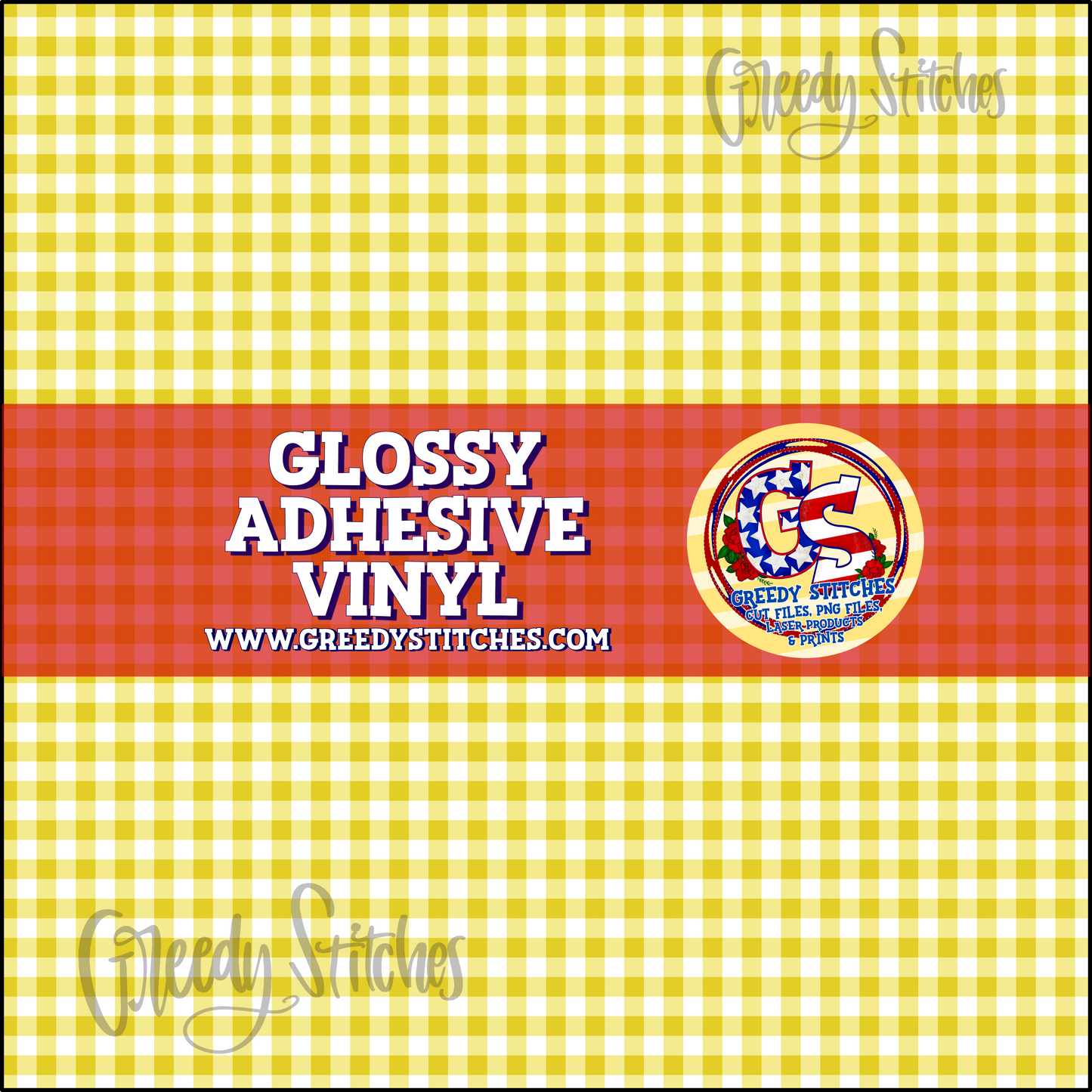 Yellow Gingham Glossy Adhesive Vinyl
