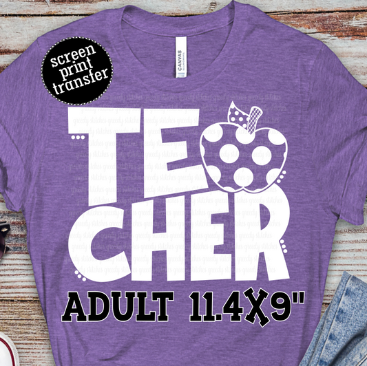 Teacher Apple ADULT Screen Print Transfer