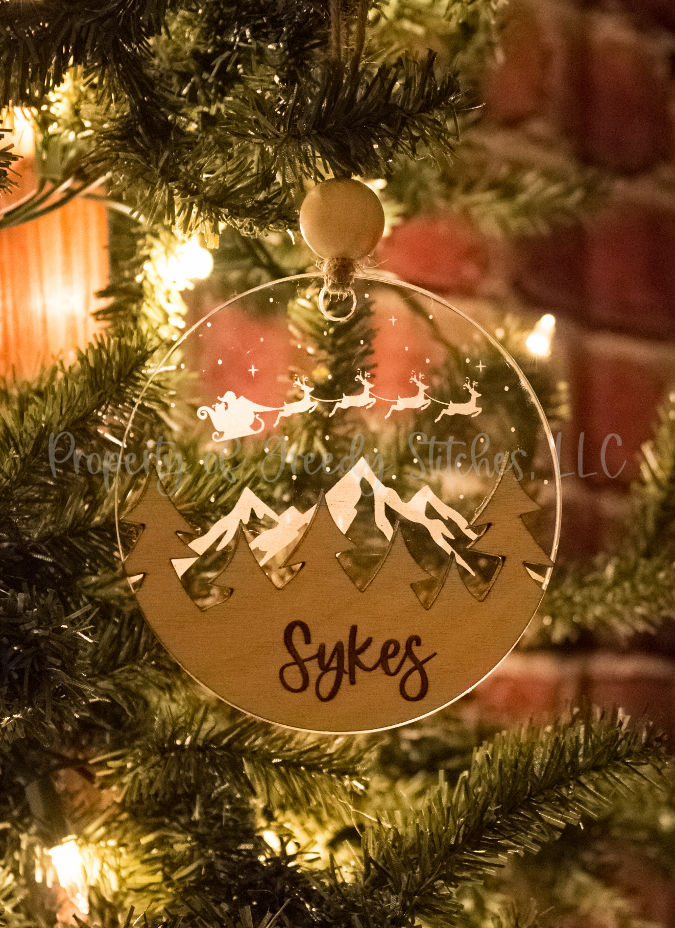 Santa's Sleigh Personalized Christmas Ornament