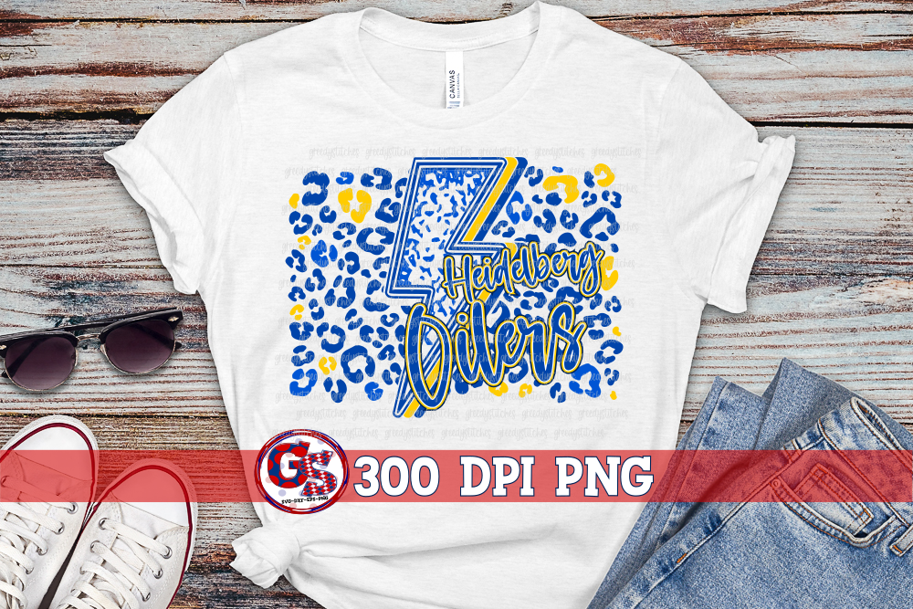 Heidelberg Oilers Leopard Lightning Bolt PNG for Sublimation