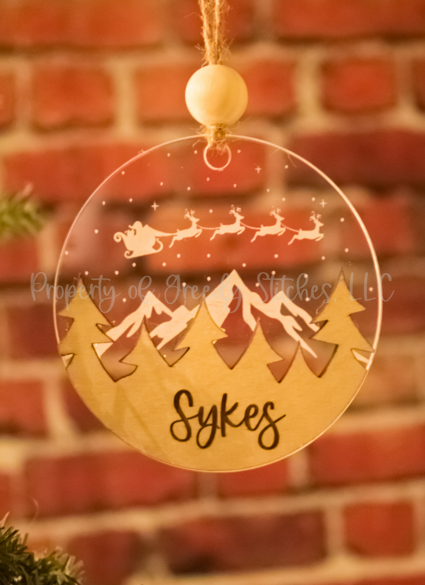Santa's Sleigh Personalized Christmas Ornament