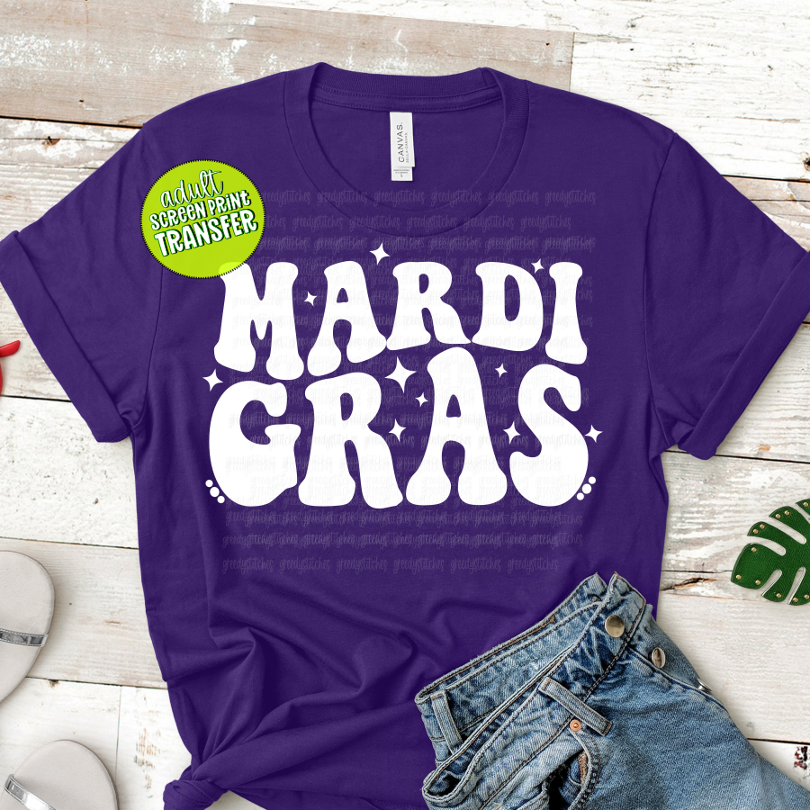 Retro Mardi Gras ADULT Screen Print Transfer