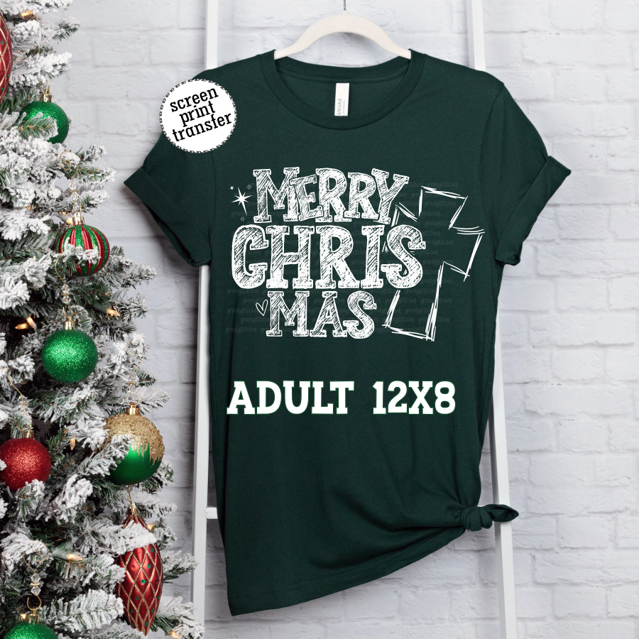 Merry Christ mas ADULT Screen Print Transfer