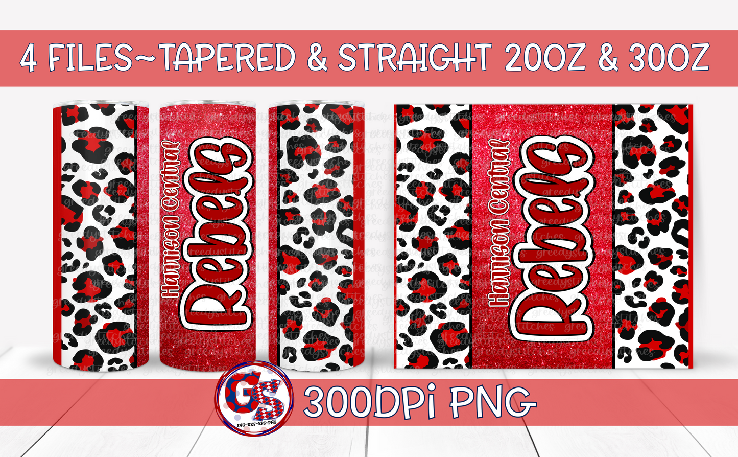 Harrison Central Red Tumbler Wraps PNG for Sublimation