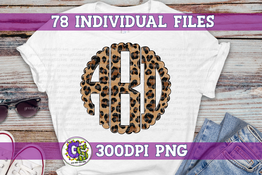 Leopard Scalloped Monogram Set PNG for Sublimation