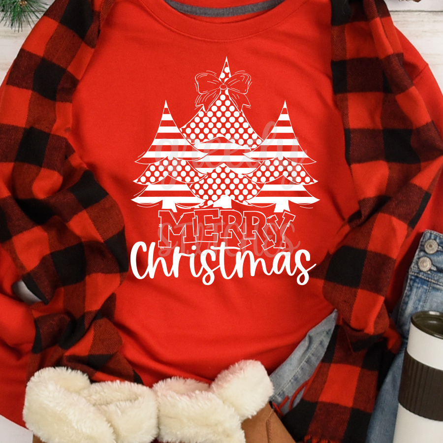 Merry Christmas Trees ADULT Screen Print Transfer