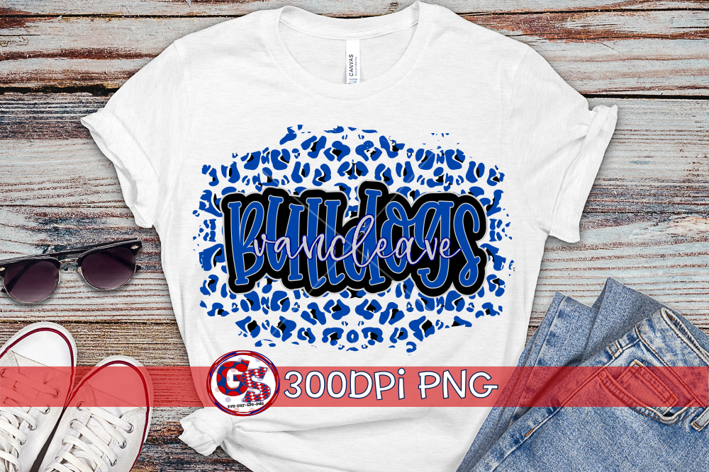 Vancleave Bulldogs Leopard landscape PNG for Sublimation