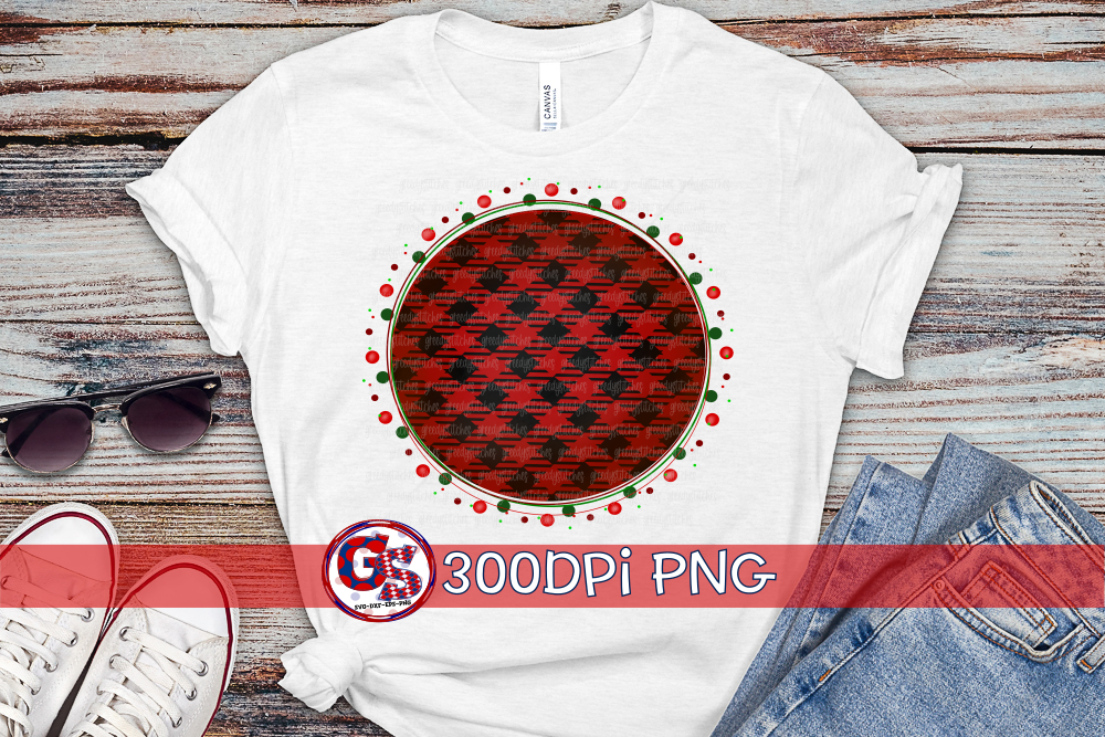 Red Buffalo Plaid Christmas Scatter Medallion PNG for Sublimation