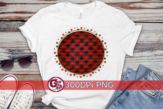 Red Buffalo Plaid Christmas Scatter Medallion PNG for Sublimation