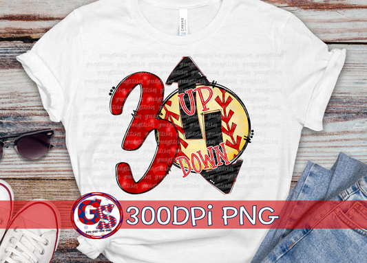 3 Up 3 Down Softball PNG For Sublimation