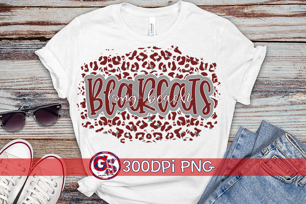 Long Beach Bearcats Leopard Landscape PNG Sublimation
