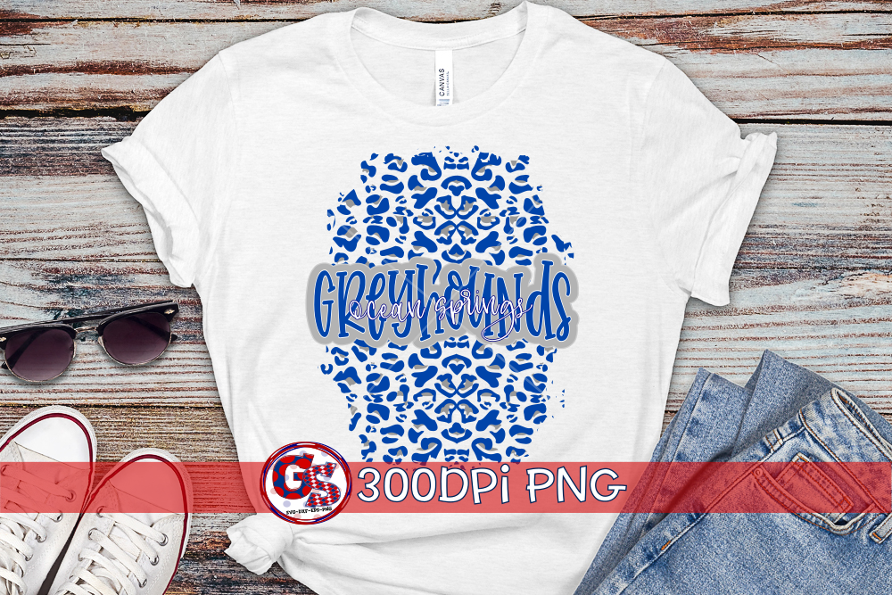 Ocean Springs Greyhounds Leopard PNG for Sublimation
