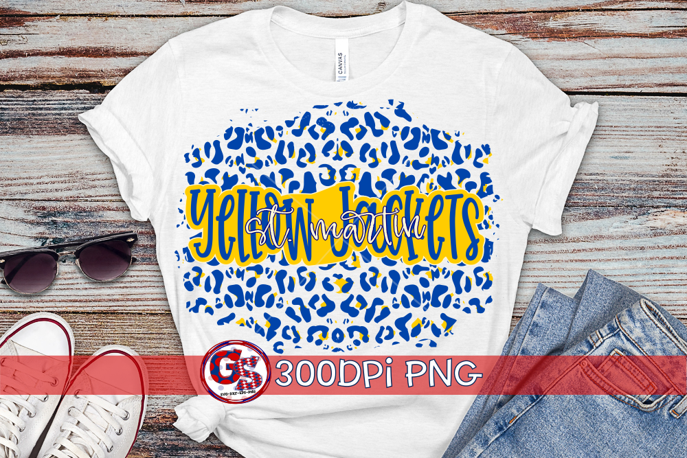 St Martin Yellow Jackets leopard landscape PNG for Sublimation