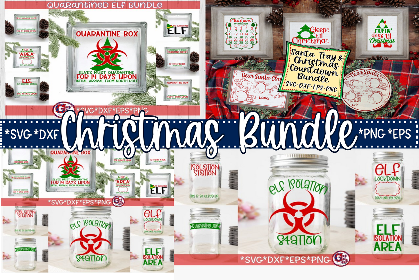 Santa Tray, Christmas Countdown, Elf Quarantine Bundle SVG DXF EPS PNG