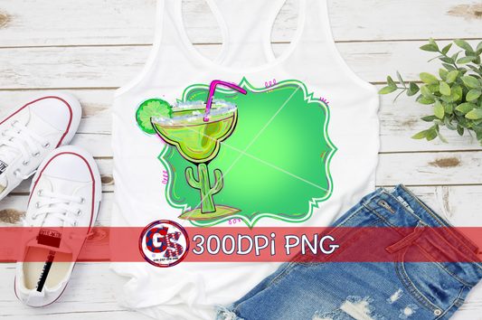 Margarita Frame Green PNG for Sublimation
