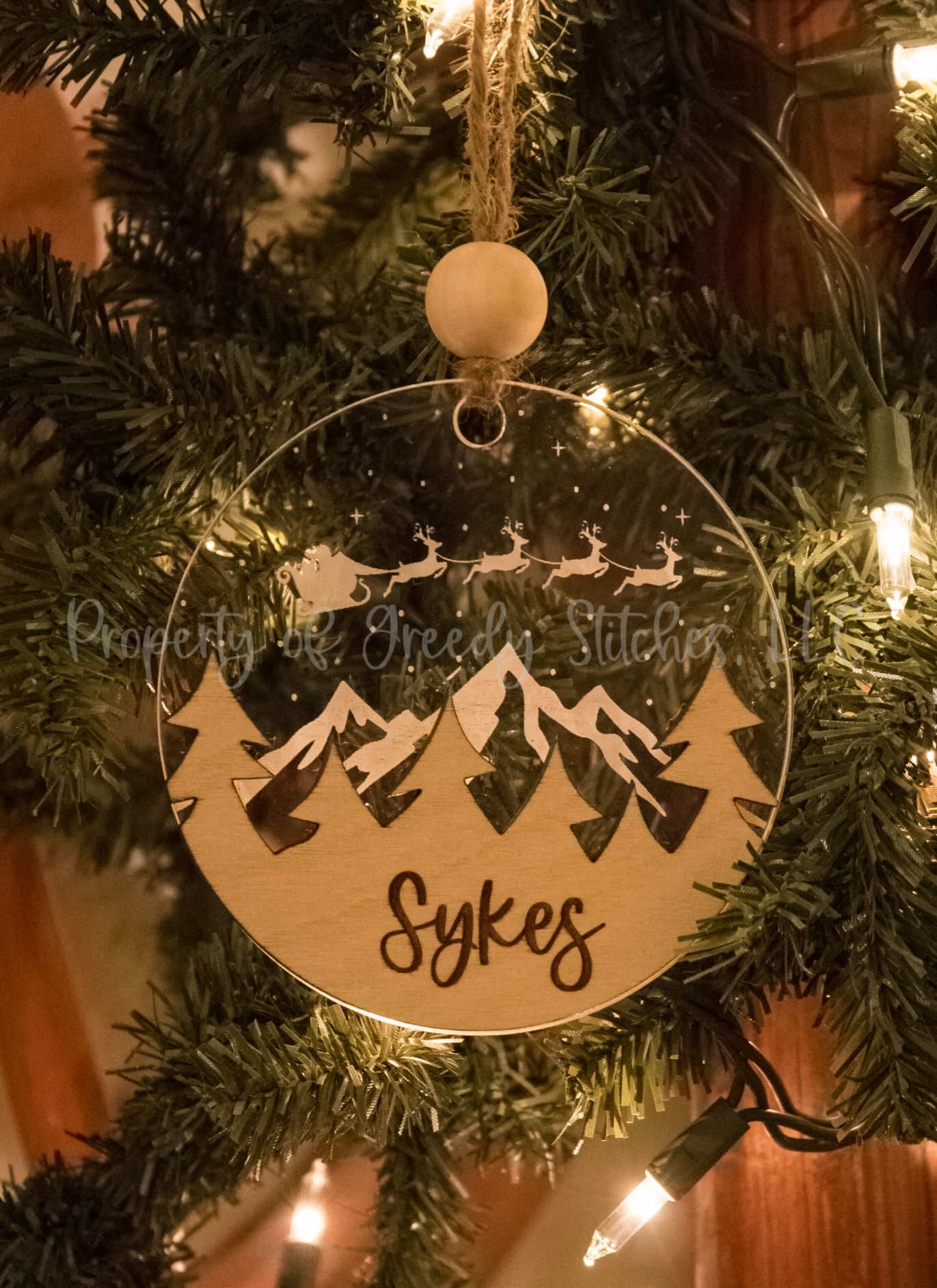 Santa's Sleigh Personalized Christmas Ornament