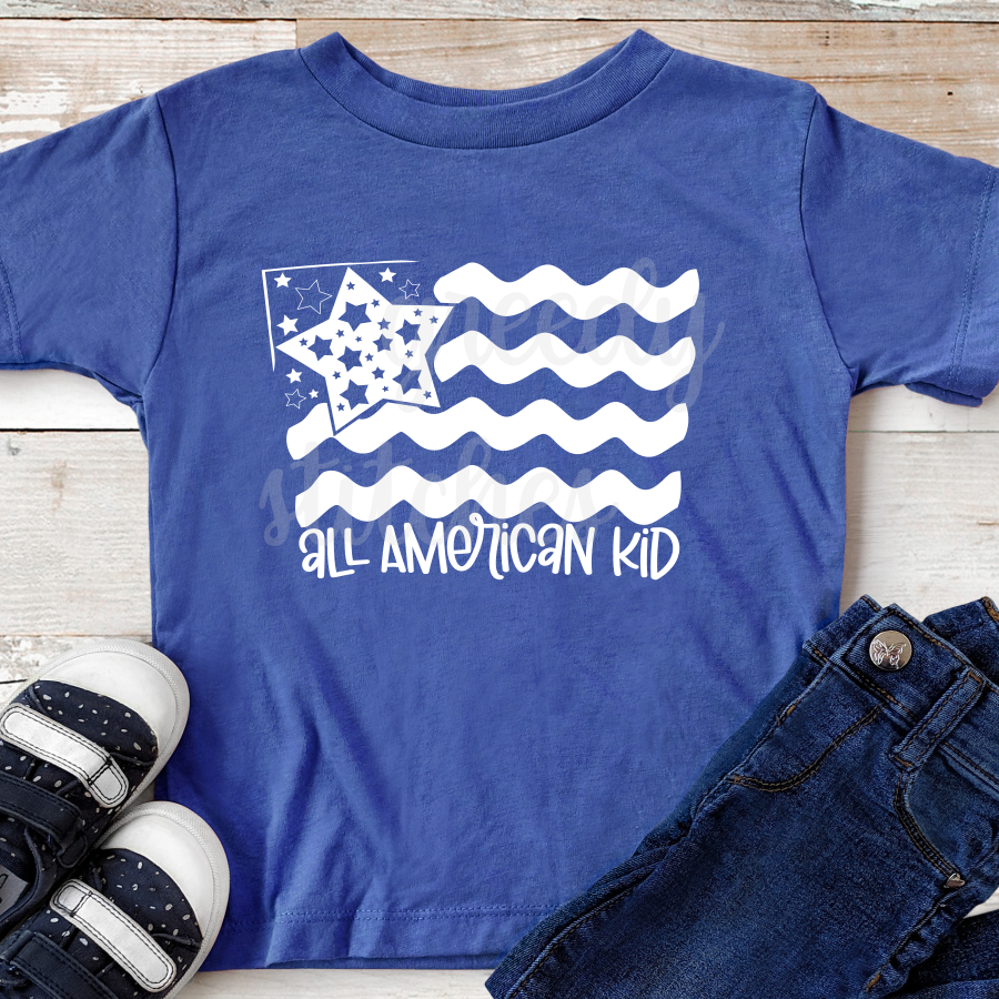 All American Kid YOUTH Screen Print Transfer-July 4th