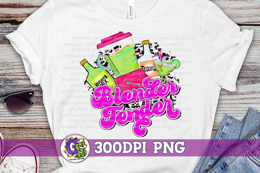 Blender Tender Margarita PNG for Sublimation (pink lettering)
