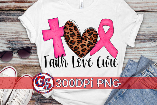 Breast Cancer Faith Love Cure PNG Sublimation