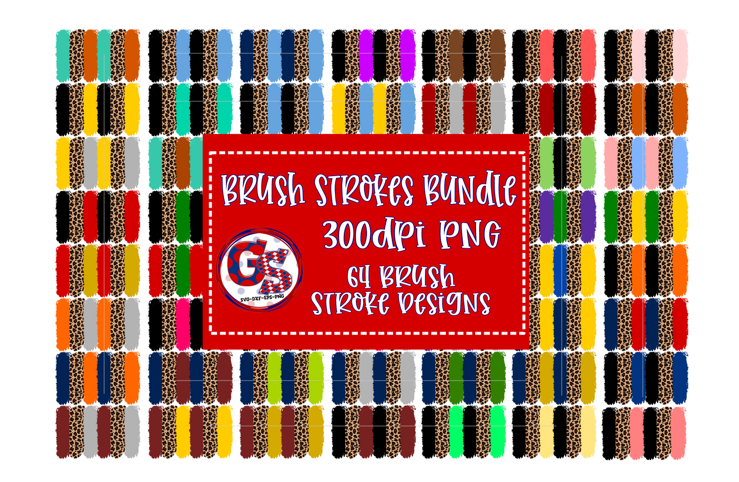 Brush Strokes Bundle PNG for Sublimation-64 Designs