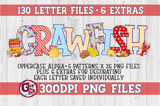 Crawfish Alpha Set PNG | Uppercase Crawfish Alphabet