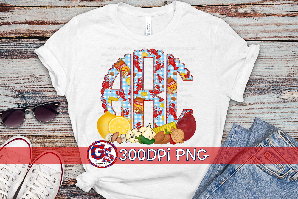 Crawfish Boil Monogram Set PNG for Sublimation