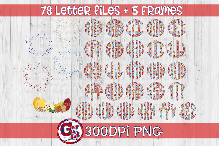 Crawfish Boil Monogram Set PNG for Sublimation