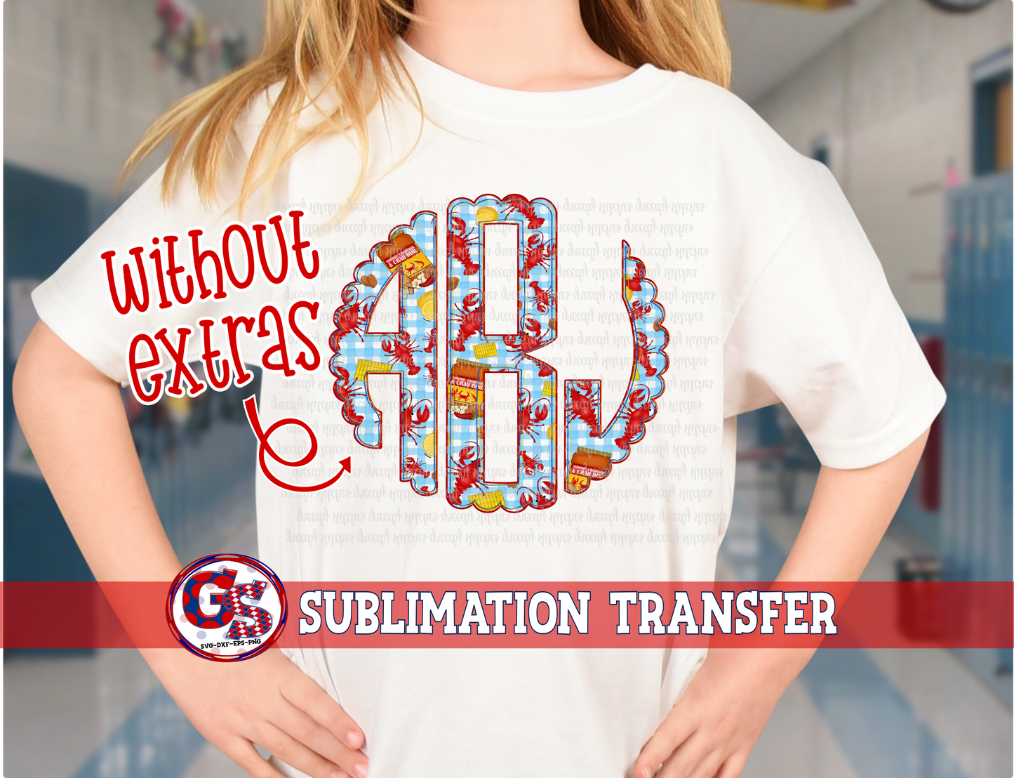 Crawfish Scalloped Monogram Sublimation Transfer