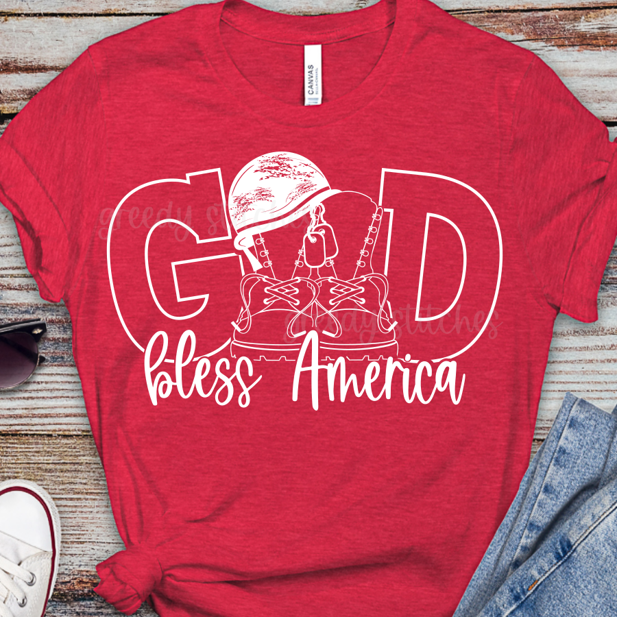 God Bless America ADULT Screen Print Transfer-July 4th