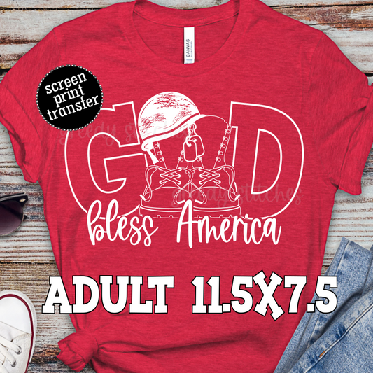 God Bless America ADULT Screen Print Transfer-July 4th