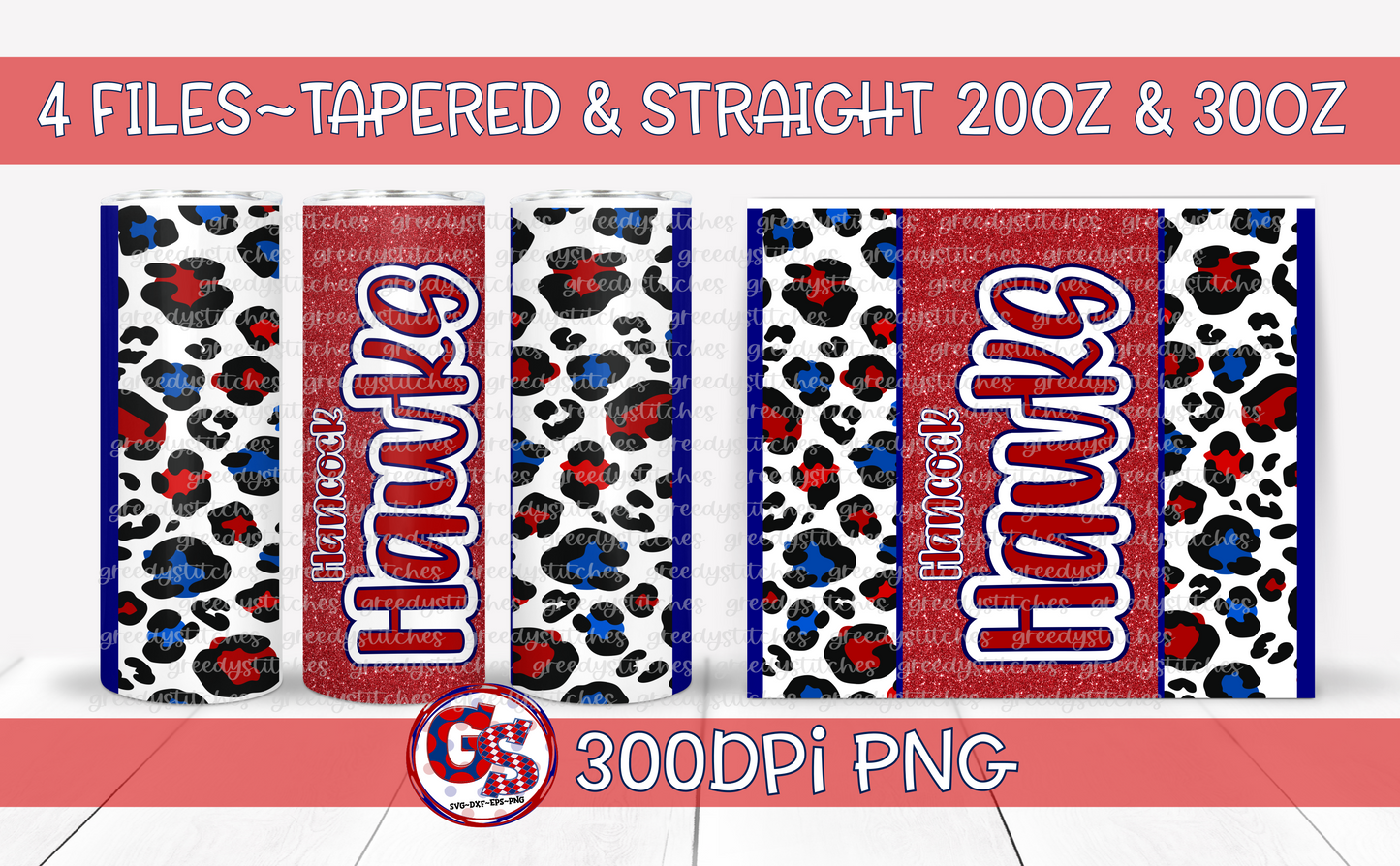 Hancock Hawks Tumbler Wraps PNG for Sublimation